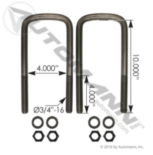 U BOLT KIT S/RD 3/4X4X 10-1/4