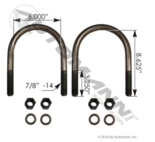Automann U Bolt Kit RND 7/8in X 6in X 8-1/4in