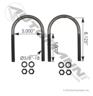 Automann U Bolt Kit RND 5/8in X 5in X 8-1/8in