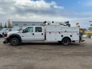 2015 Ford F550 4x4 Palfinger PSC 5025 Hi-Rail Service Truck With Crane