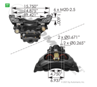 Automann Air Disc Brake Caliper w/Carrier ADB22X