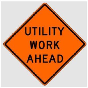Dicke Safety Reflective Roll-Up Sign, 48" x 48", Utility Work Ahead