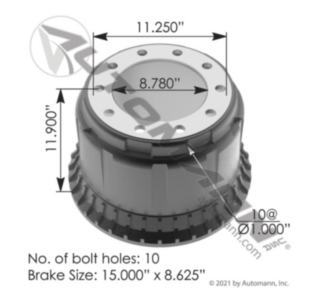 Automann Brake Drum 15.000in X 8.625in