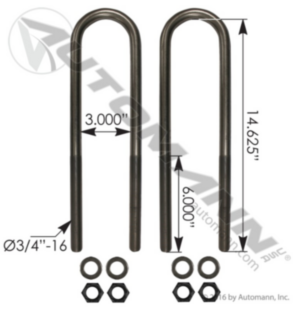 Automann U Bolt Kit 3/4in X 3in X 14-1/2in