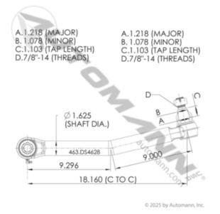 Automann Drag Link 18.000in C to C Freightliner