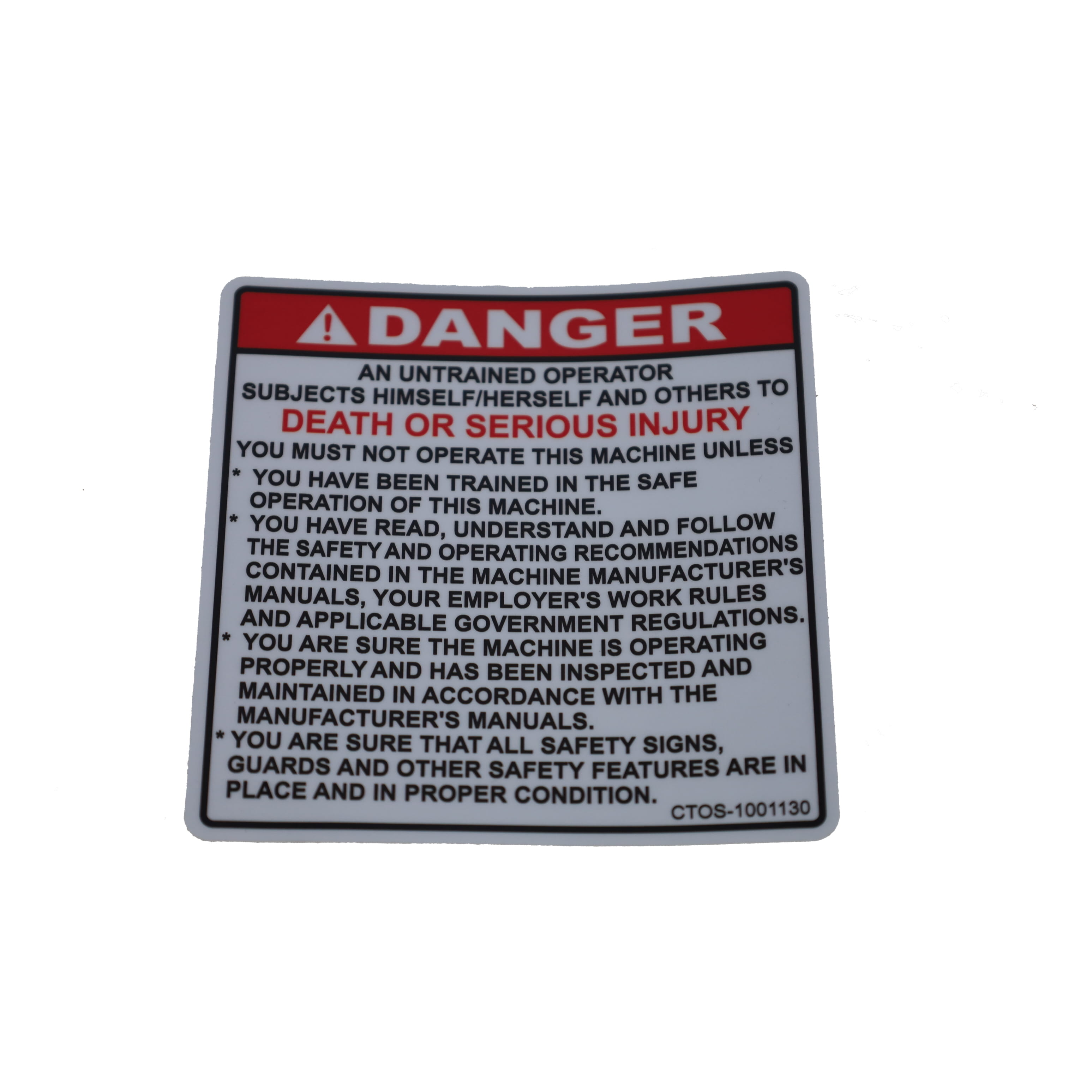 DECAL, DANGER UNTRAINED OPERAT | Custom Truck One Source